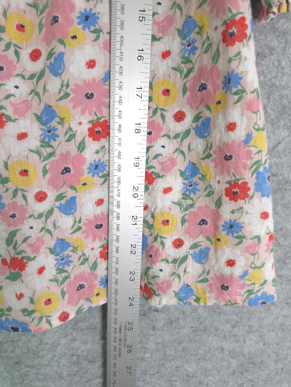 Boden Linen Floral Smocked Blouse Puff Short Sleeve Top Multicolor Size 10 - Picture 8 of 8